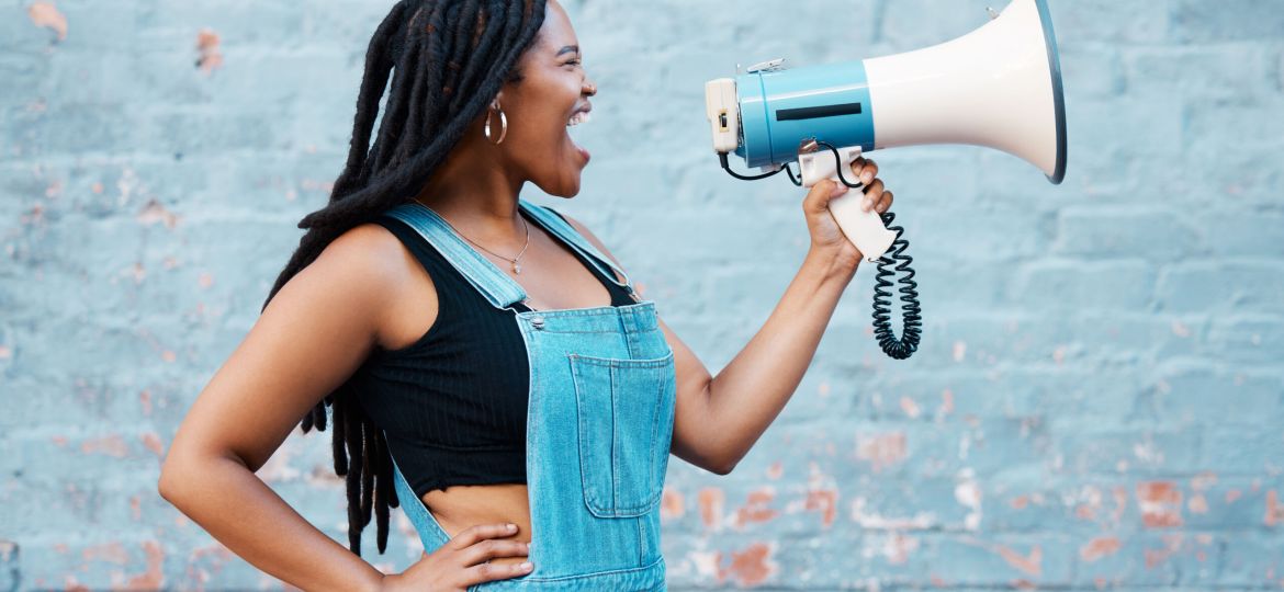 megaphone-protest-and-black-woman-with-speech-ra-2022-12-10-00-22-34-utc